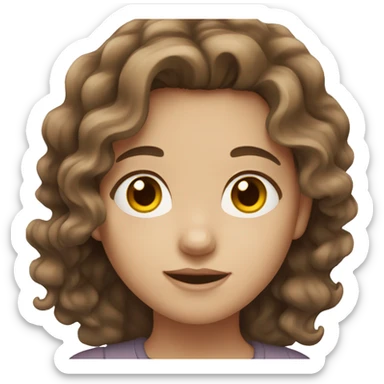 girl with wavy brown hair, brown eyes, and white skin sticker