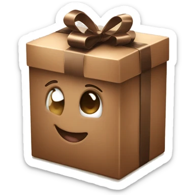 Aesthetic shine gift box in brown style sticker