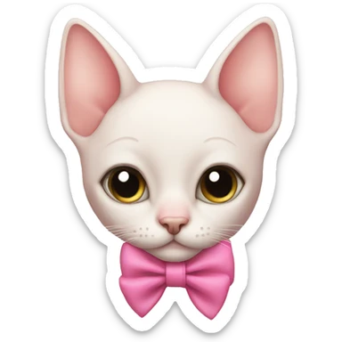 Hairless cat with pink bow sticker