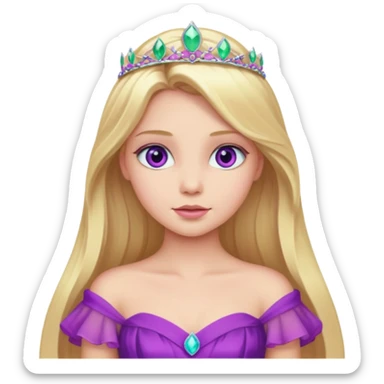 Aurora with long blonde hair, violet eyes, pink outfit sticker