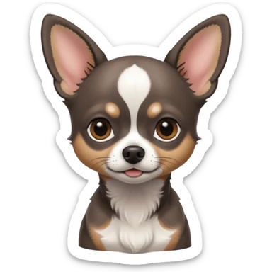 Very Dark graphite Chihuahua with white markings sticker