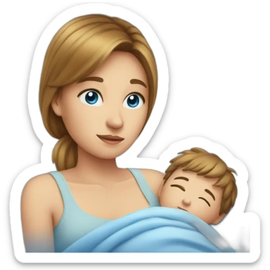Young Mother blue eyes want sleep sticker