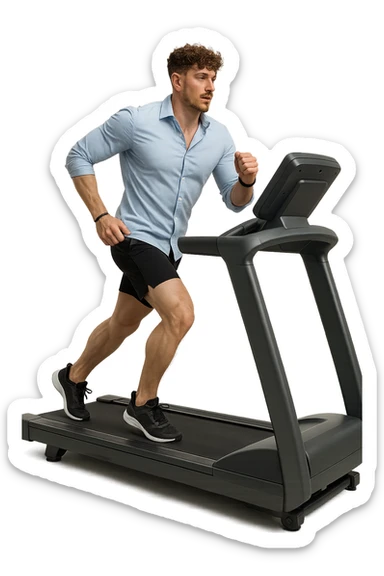 Uomo che sta facendo cardio correndo sul tapis roulant sticker