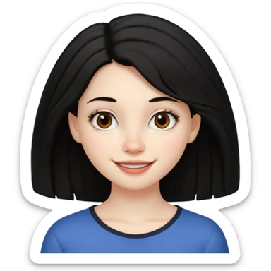 a girl that has black 4c hair textures and pale skin color, It has brown eyes, a nose, lips, and it’s smiling. sticker