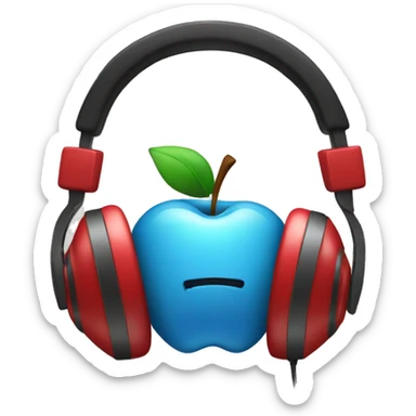an apple with headphones sticker