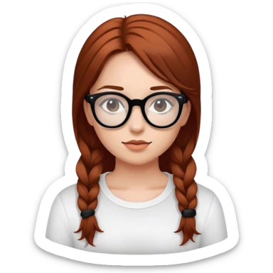 girl with reddish brown hair and black glasses sticker