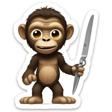 Ape with scissors  sticker