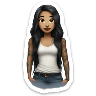 Girl with long black hair and tattoos sticker