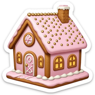 light pink and gold and white gingerbread house sticker