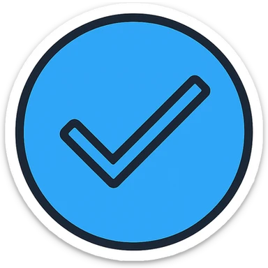 blue tick icon, simple, clean, suitable for use as a verification badge sticker