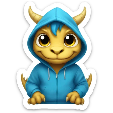 Cute dragon wearing a blue hoodie sticker