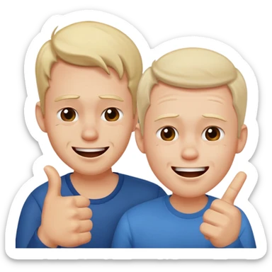 2 homme, un triste et l'autre qui le pointe du doigt en rigolant sticker