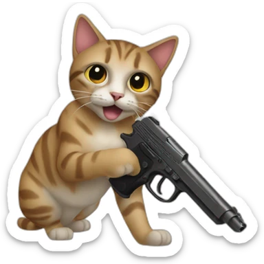 Cat gun sticker