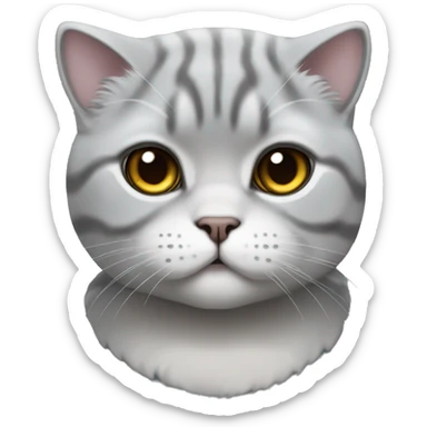 Create an emoji of a silver chinchilla scottish fold cat sticker