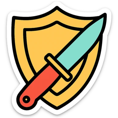shield and knife colored icon sticker