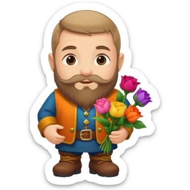 un nain qui offre des fleurs sticker