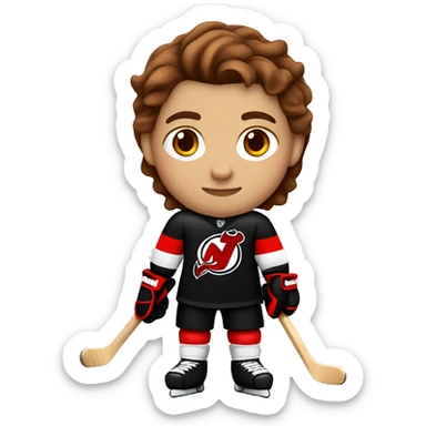 new jersey devils hockey player white with brown flowy hair  sticker