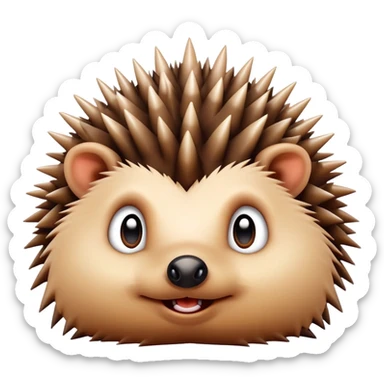 cute hedgehog grimacing with spikes slightly raised sticker