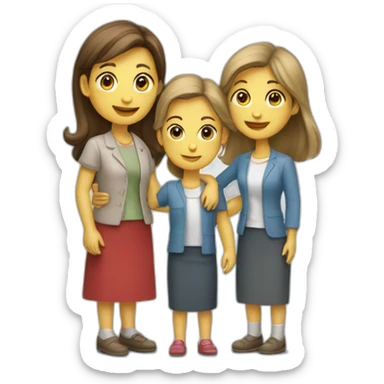 un pere, une mère et leur 2 filles sticker