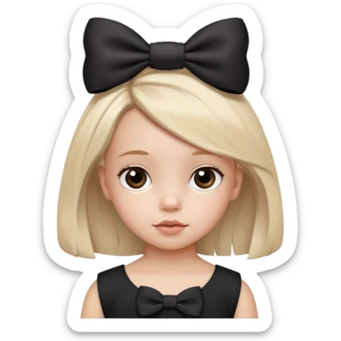 una chica pequeña con una cola color negro  3 años sticker