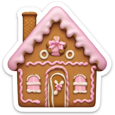 gingerbread house with a pale pink bow  sticker