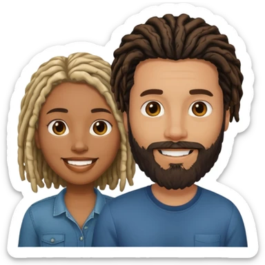 Couple emoji -WHITE with man with beard, BLACK FEMALEwith mid length locs sticker