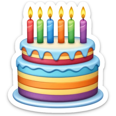 birthday cake with rainbow layers and candles sticker