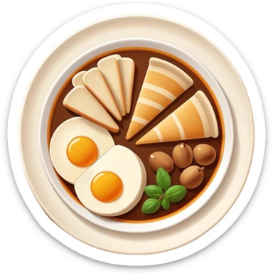 Homemade dishes on a plate, warm cozy colors, simple shapes, flat design, high contrast, friendly and inviting. sticker