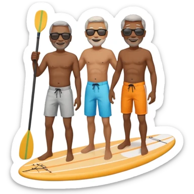 paddleboarding 2  buddies one black older biog\ male wafer sticker