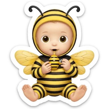  baby boy with pacifier dressed as a bee sticker