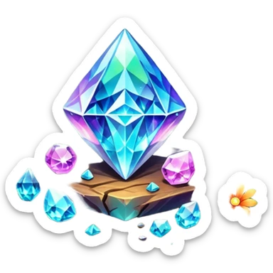 crystals diamonds with runes in forest and flowers sticker