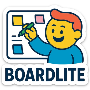 logo for an app called Boardlite, playful and creative, vibrant colors, digital sticky notes or whiteboard, friendly and inviting sticker