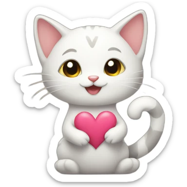 Thankful cat making a heart with its paws sticker