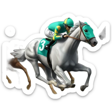 racing horse winning against other horses sticker