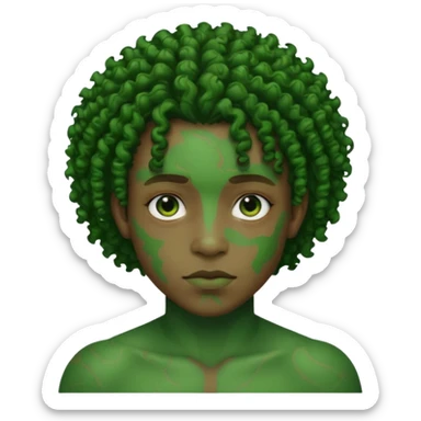 Faça um personagem negro com cicatrizes no rosto deixe o cabelo crespo e a pele verde sticker