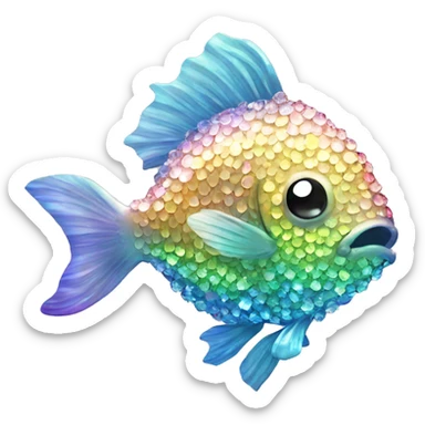 Kawaii bedazzled iridescent fish kissing eachother  sticker