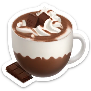 Hot chocolate with whipping cream and cacao sticker