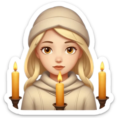 Fantasy human portrait emoji, warm candlelight reflection in eyes, winter evening mood, no extra accessories, emotional minimalism, clean emoji style, male/female variant
 sticker