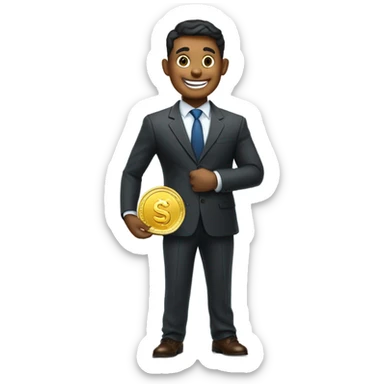 happy business man saving money sticker