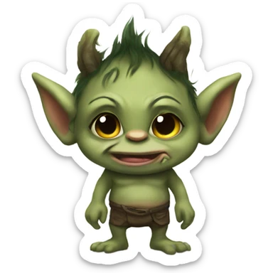 Cute troll gremlin kissy sticker