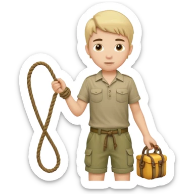 Boy holding rope,Jungle Explorers. sticker