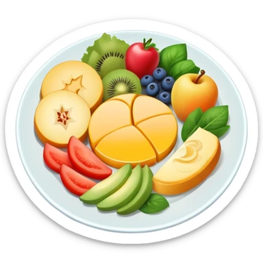 colorful balanced meal with nutrients for vitality and energy sticker