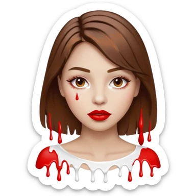 Brown Hair, Woman, white paint drip, face, hot, Sexy, lips sticker