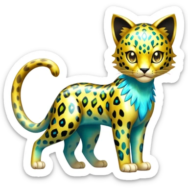 Shiny Elemental Exotic Liepard-Delcatty-Pokémon-Fakémon-hybrid-creature (full body) sticker