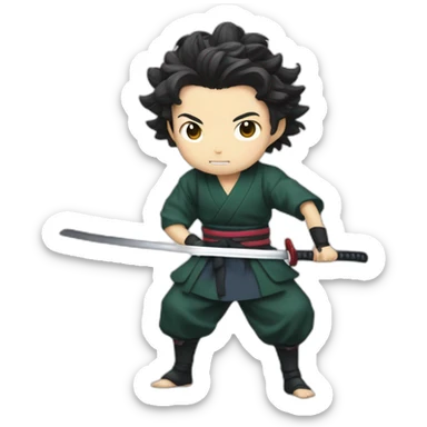 TANJIRO KAMADO HOLDING A KATANA sticker