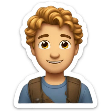 imágen al estilo de Disney Pixar de un chico rubio con pelo liso, blanco, con pecas  sticker