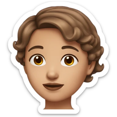 Girl with short brown hair brown eyes light pink lips sticker