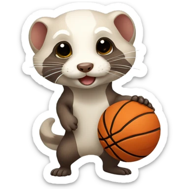 Ferret playing basketball sticker