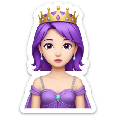 Princesses with Purple Hair in Gown with Tiara sticker