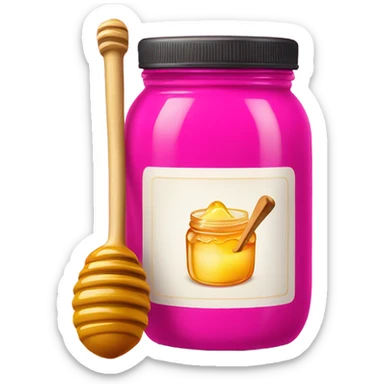 Hot pink jar of honey with wand  sticker